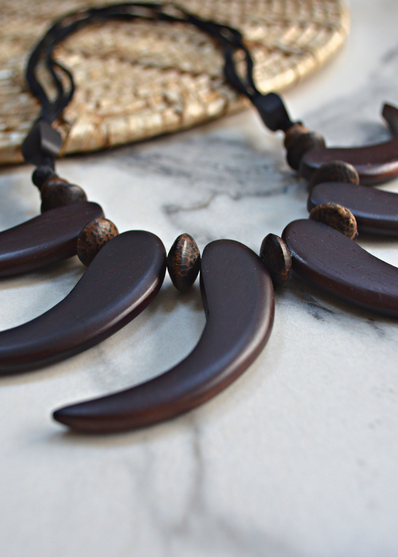 Wooden Tribal Necklace With Beads