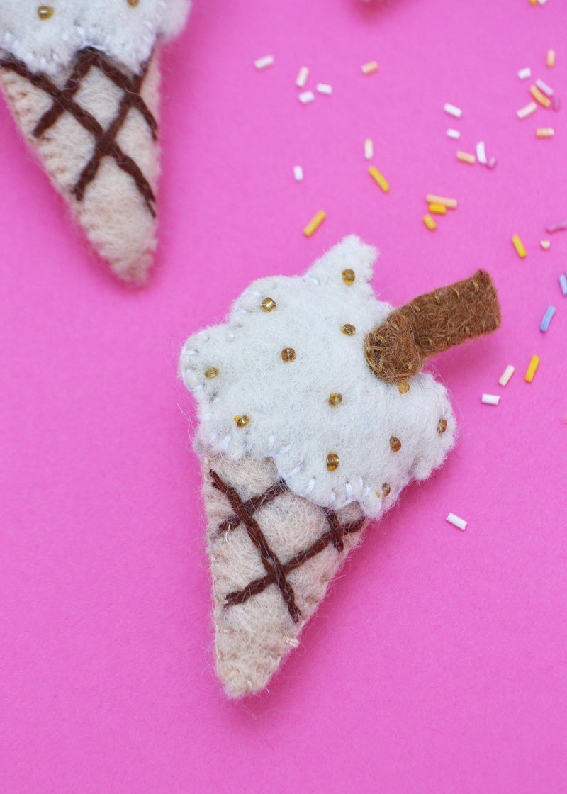 Felt Ice-Cream Brooch