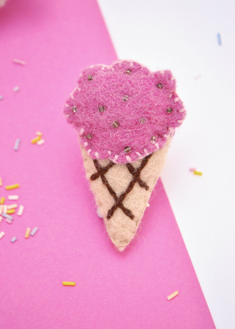 Felt Ice-Cream Brooch