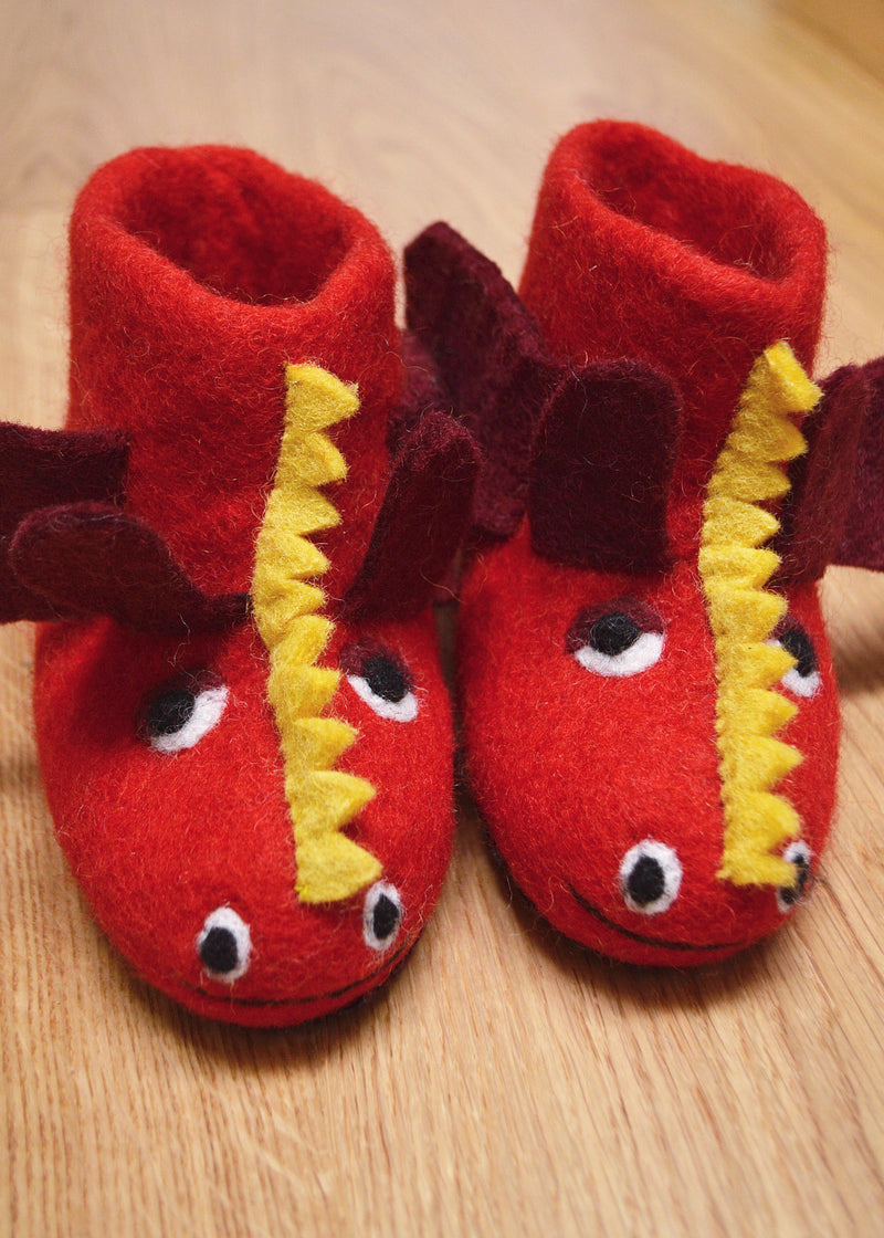 Red Dragon Felt Booties