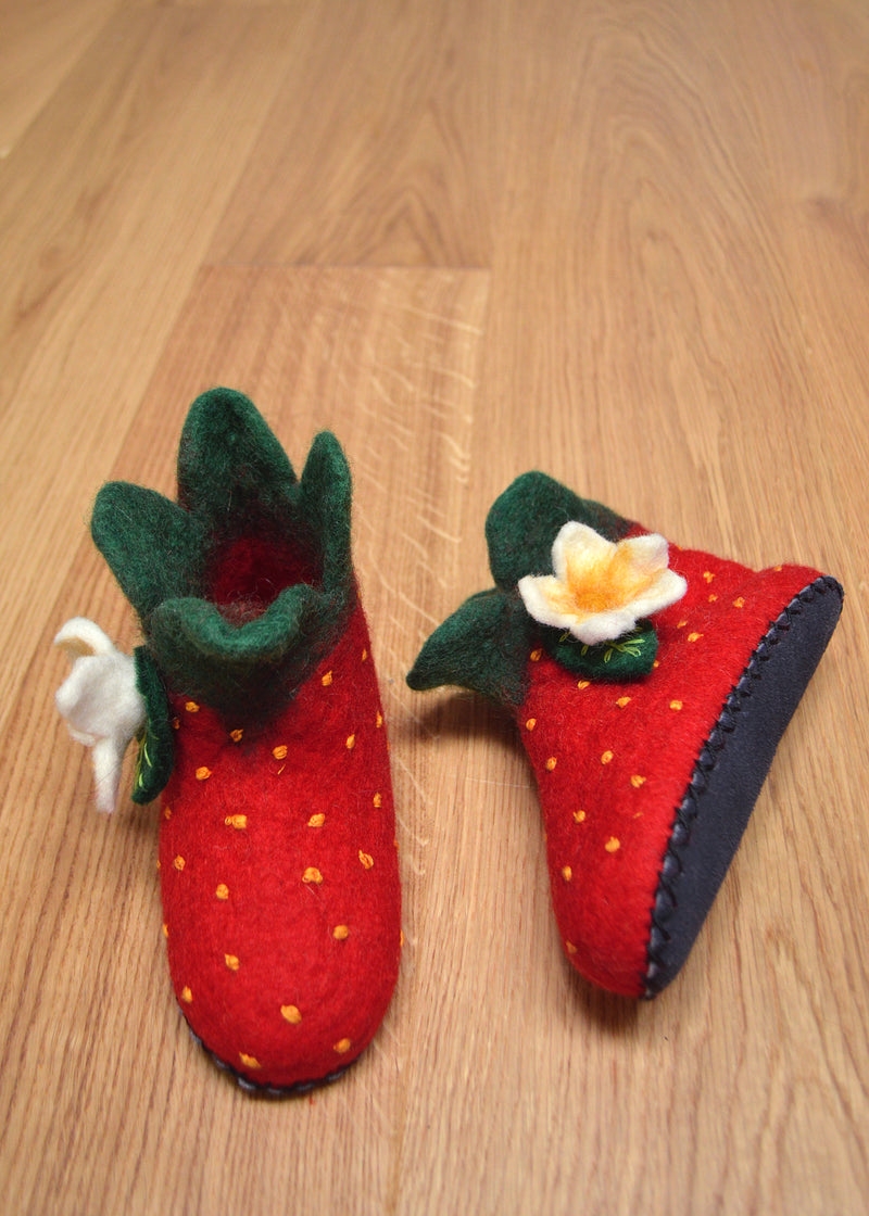 Strawberry Felt Booties