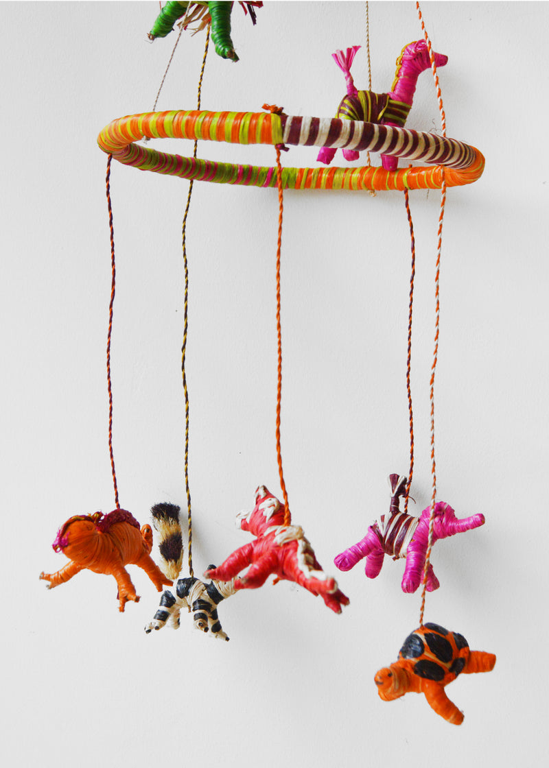Raffia Animal Mobile