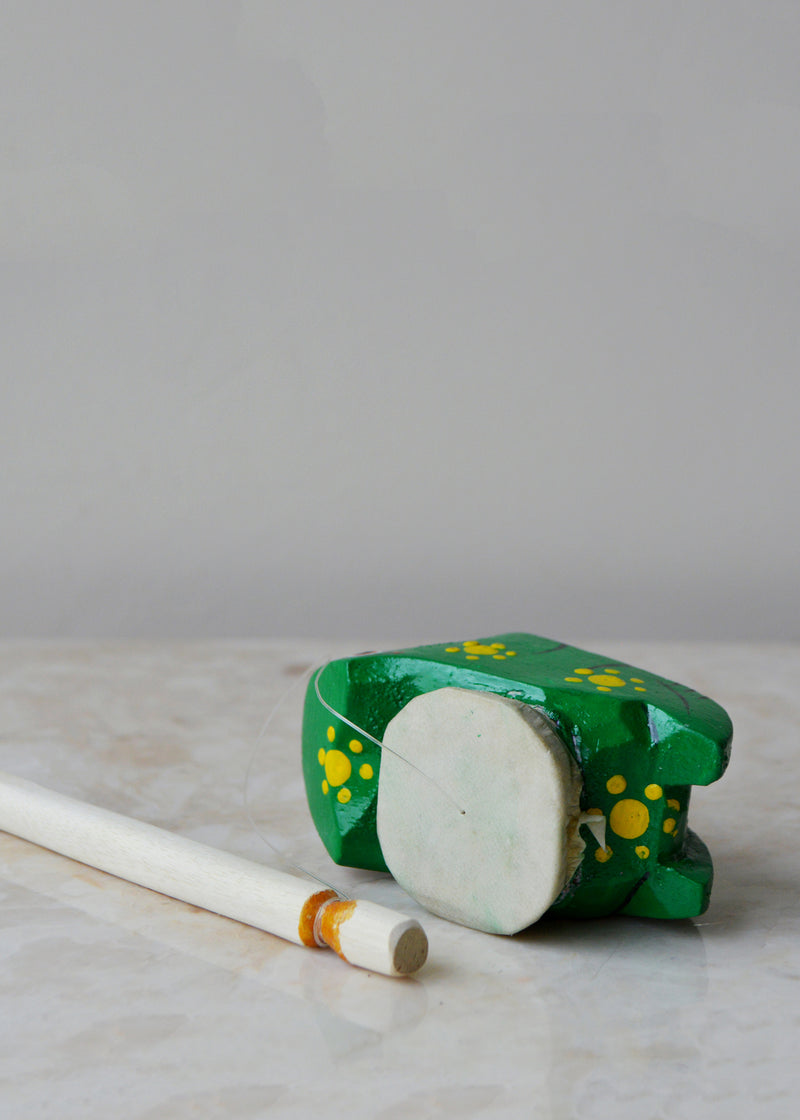 Wooden Frog Spinner Instrument