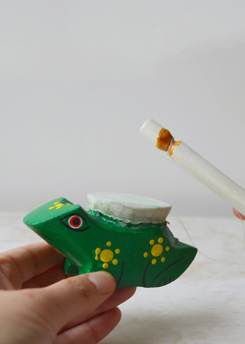 Wooden Frog Spinner Instrument