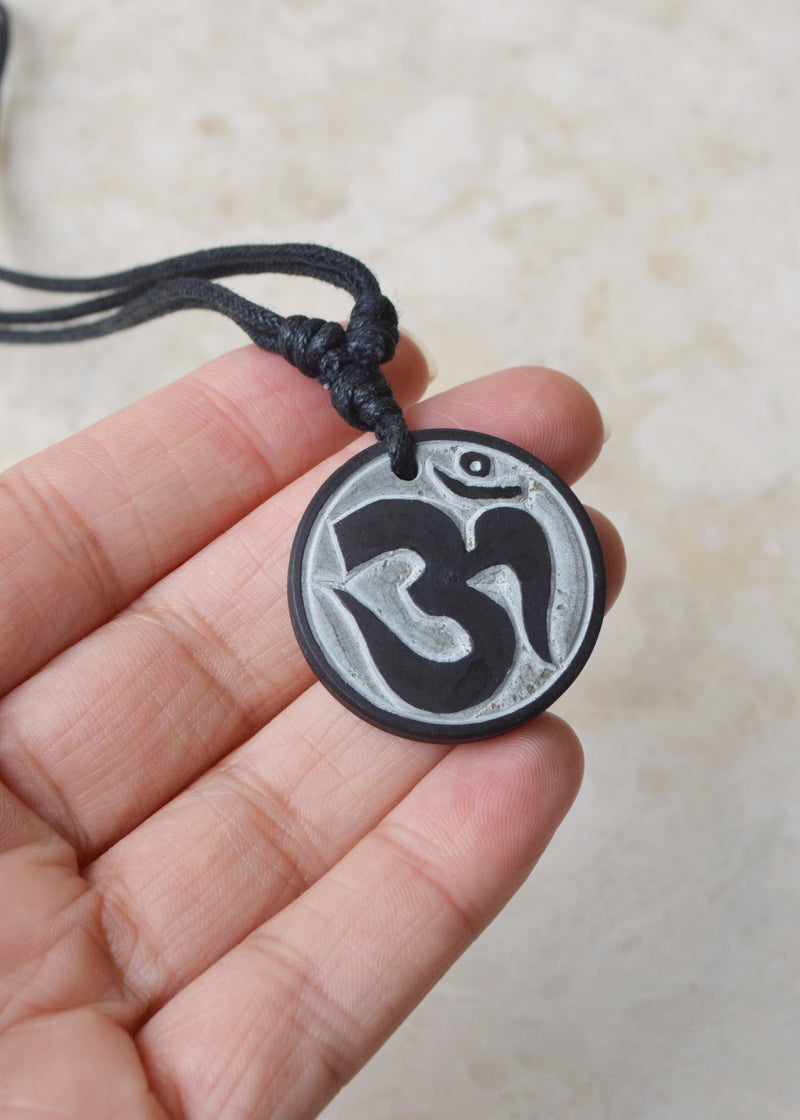 Om Carved Stone Necklace