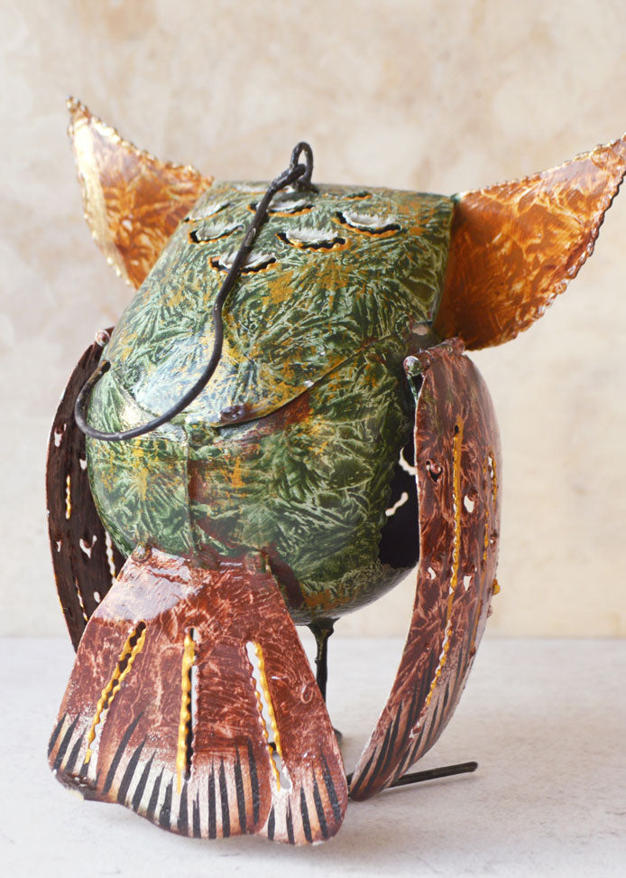 Earthy Owl Tea Light Holder