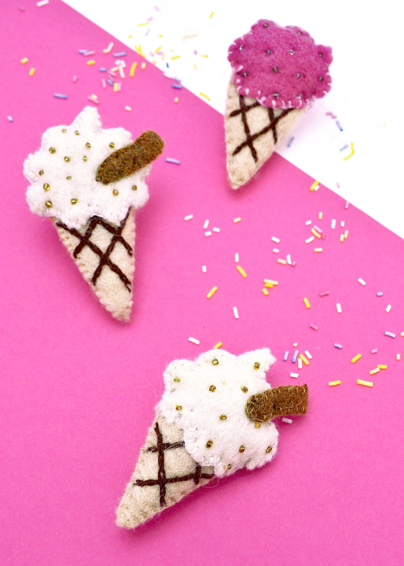 Felt Ice-Cream Brooch