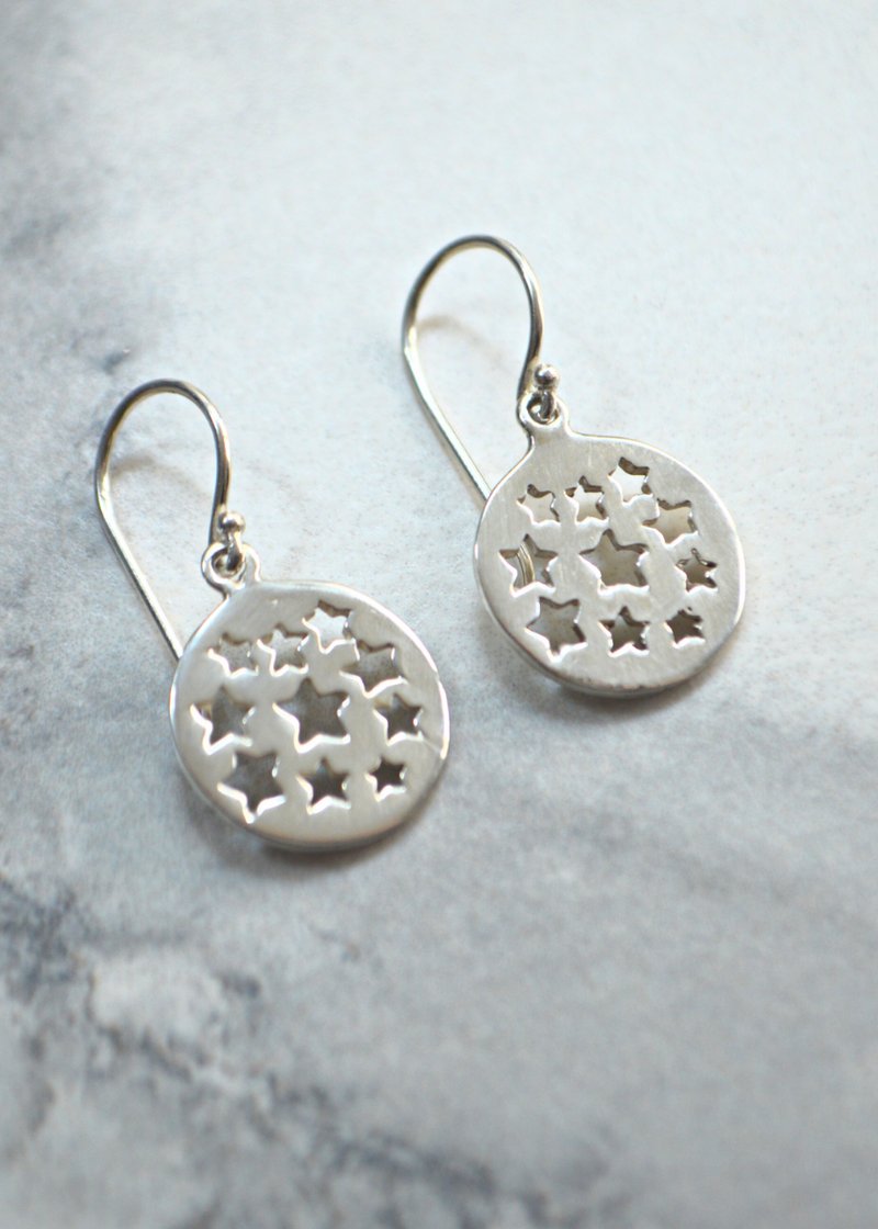 Dangly Disc Earrings With Star Cut Outs
