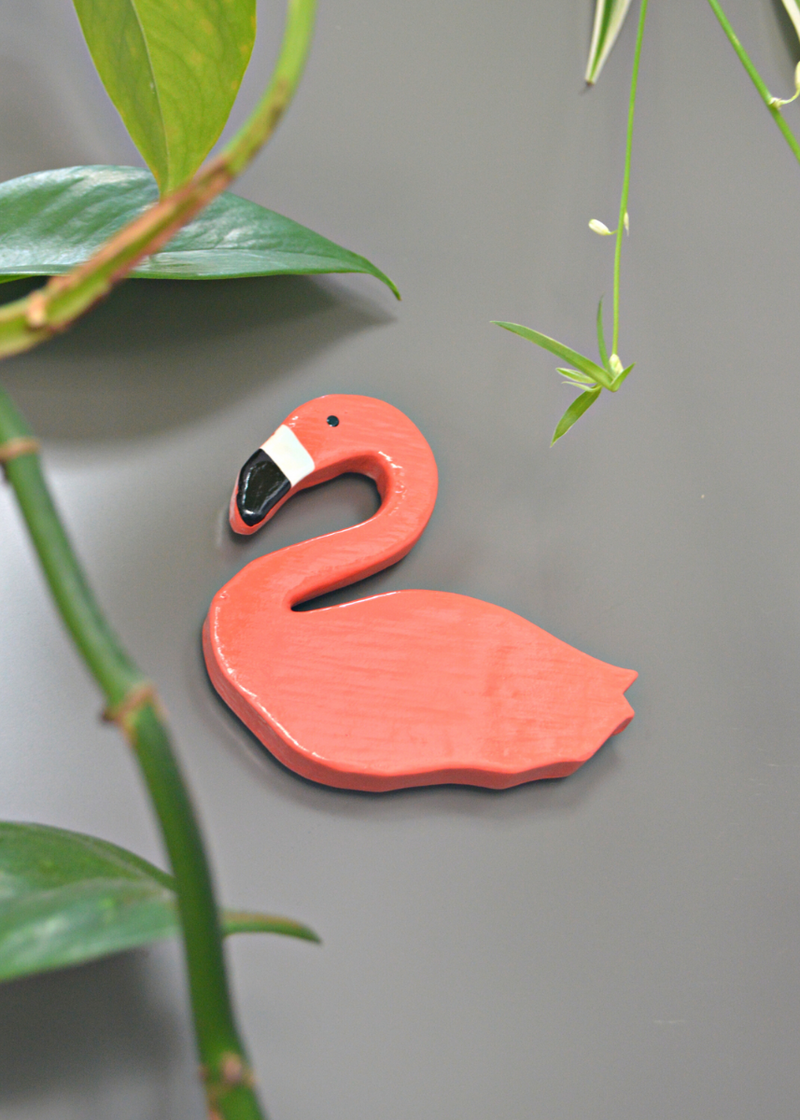 Wooden Flamingo Magnet