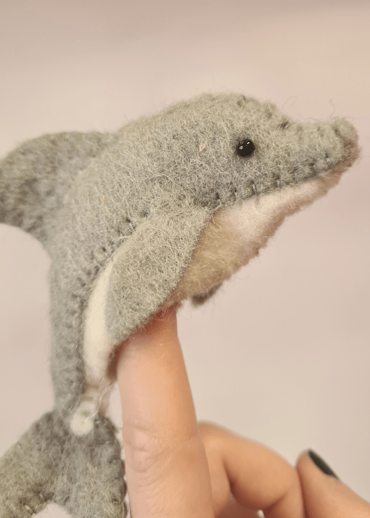 Grey Dolphin Finger Puppet