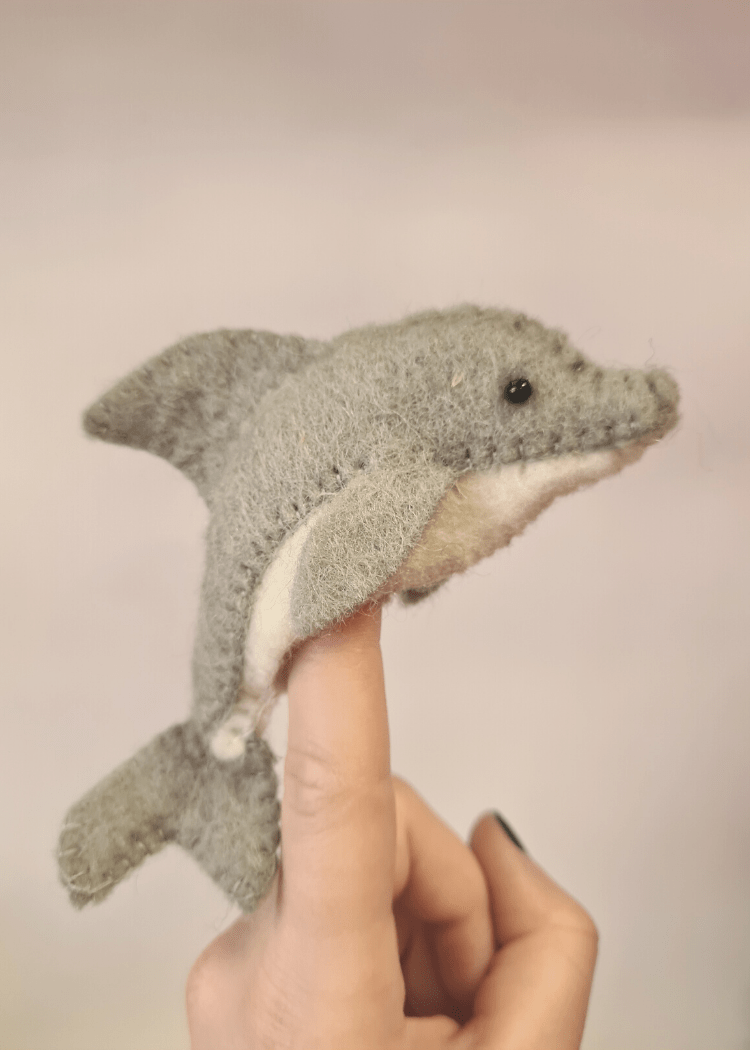 Grey Dolphin Finger Puppet