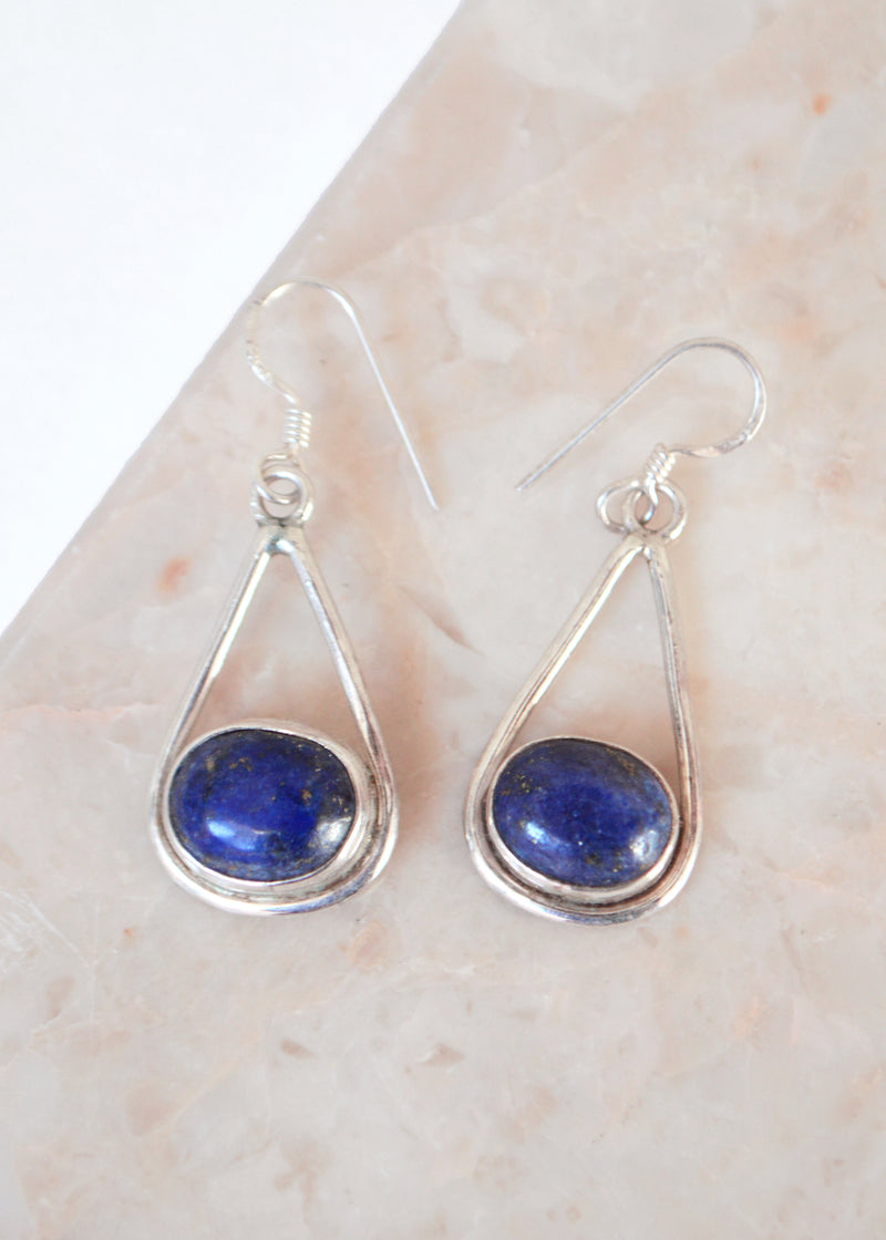 Silver Lapis Lazuli Drop Earrings