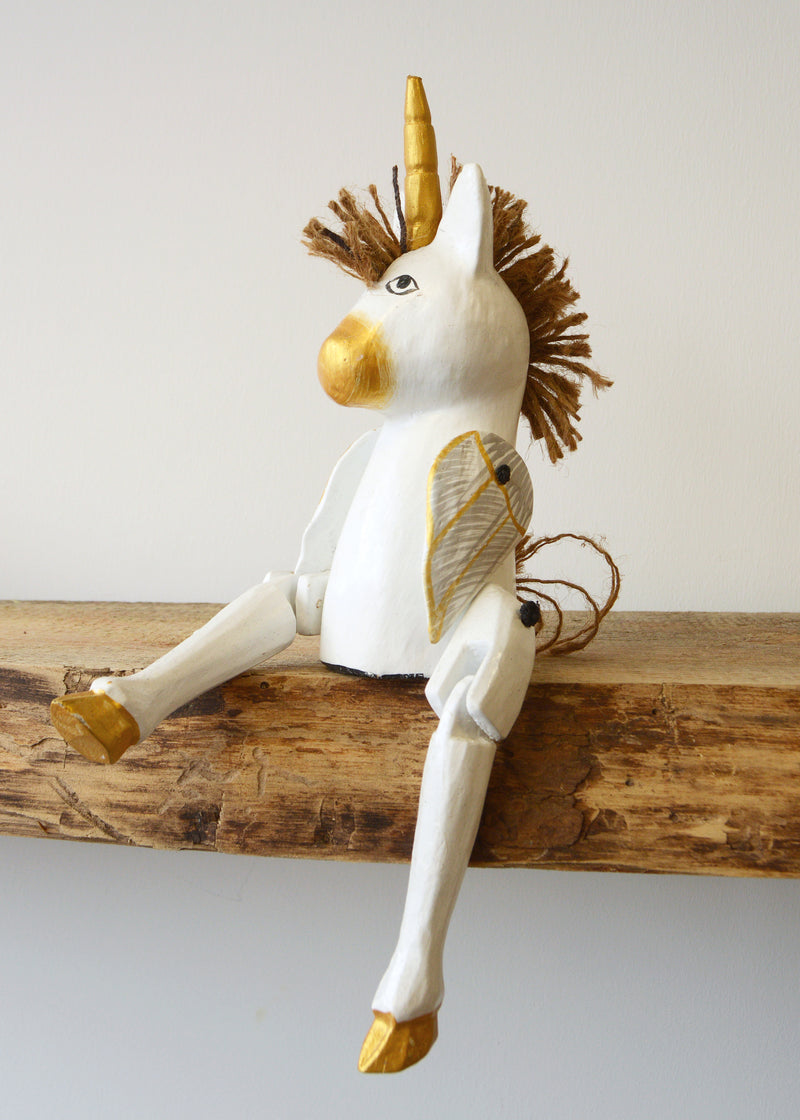 Wooden Unicorn Shelf Sitter