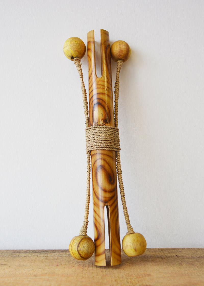 Double ended bamboo rattle