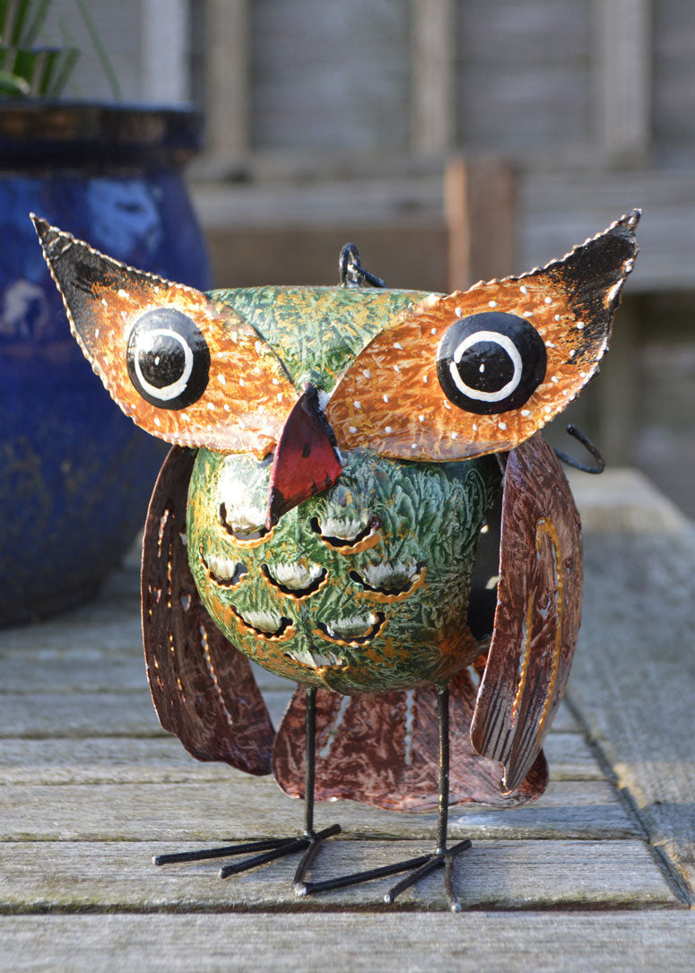 Earthy Owl Tea Light Holder