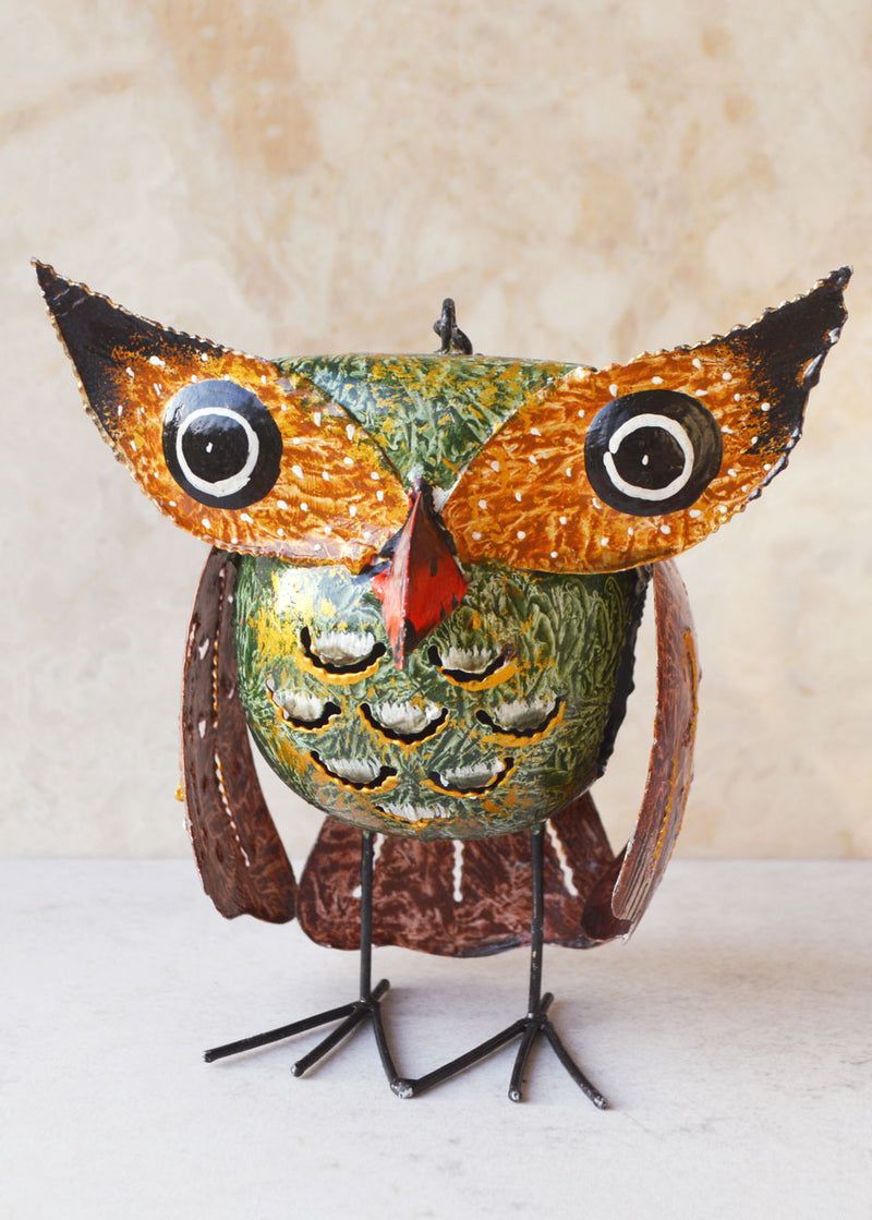 Earthy Owl Tea Light Holder